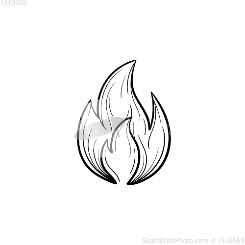 Image of Fire flame hand drawn sketch icon.