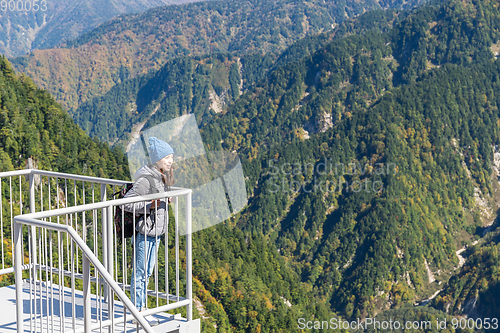 Image of Woman travel to tateyama mountain range