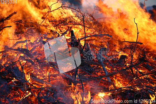 Image of Detail of flames in an outdoor fire in Denmark