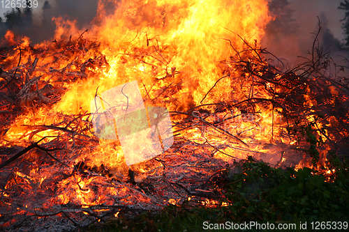 Image of Detail of flames in an outdoor fire in Denmark