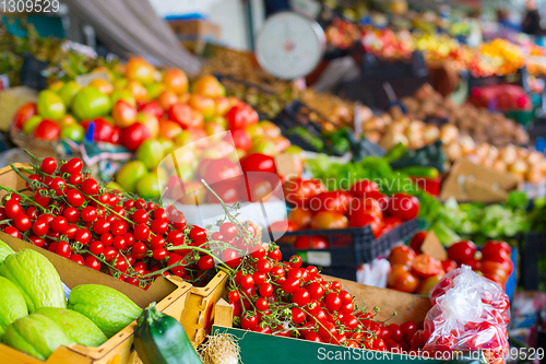 Image of Cherry tomatoes vegetable stall market