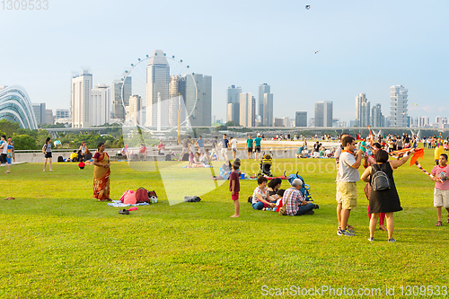 Image of People rest Marina Barrage. Singapore