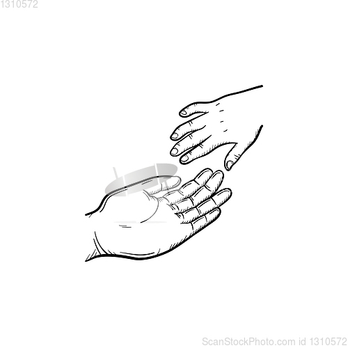 Image of Hand of help hand drawn sketch icon.