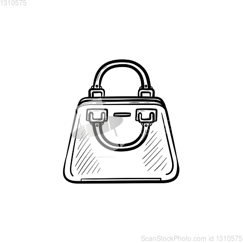 Image of Female handbag hand drawn sketch icon.