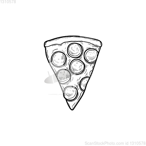 Image of Pizza slice hand drawn sketch icon.