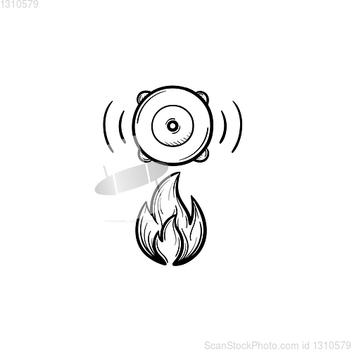 Image of Fire alarm hand drawn sketch icon.