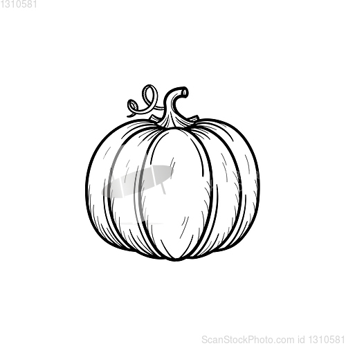 Image of Pumpkin hand drawn sketch icon.