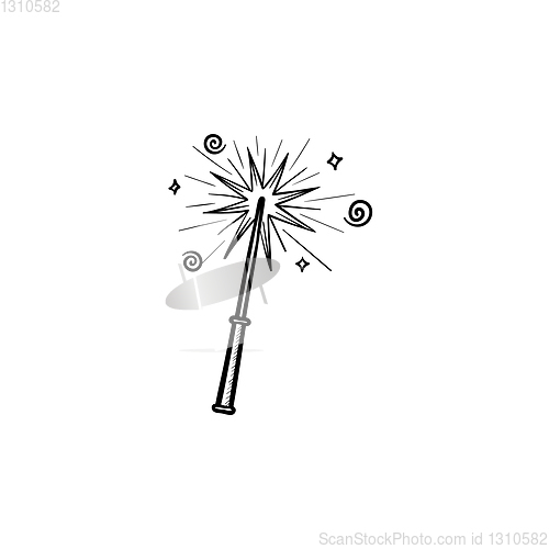 Image of Magic wand hand drawn sketch icon.