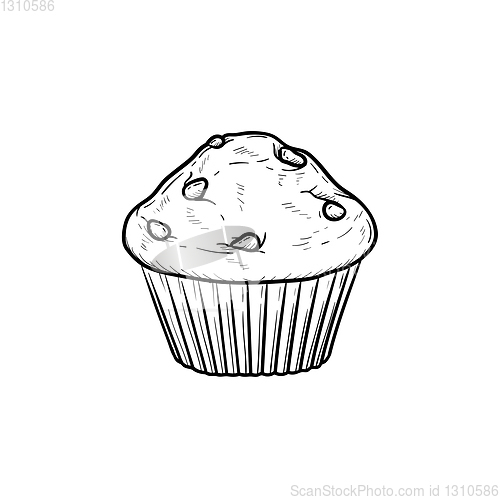 Image of Muffin hand drawn sketch icon.