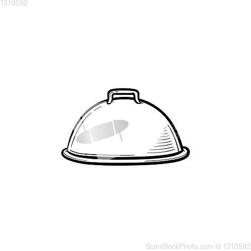 Image of Cloche with platter for serve hand drawn icon.