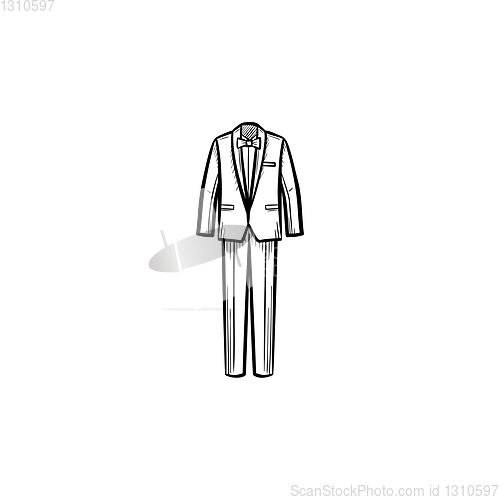 Image of Wedding suit hand drawn sketch icon.