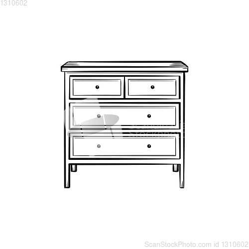Image of Chest of drawer hand drawn sketch icon..