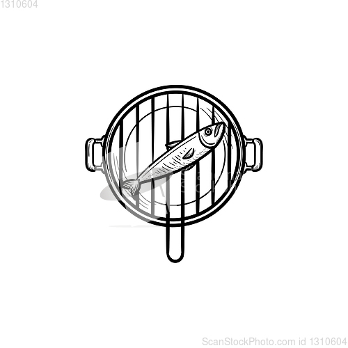 Image of Fish grill hand drawn sketch icon.