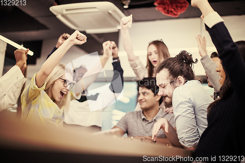 Image of multiethnic group of business people playing chess