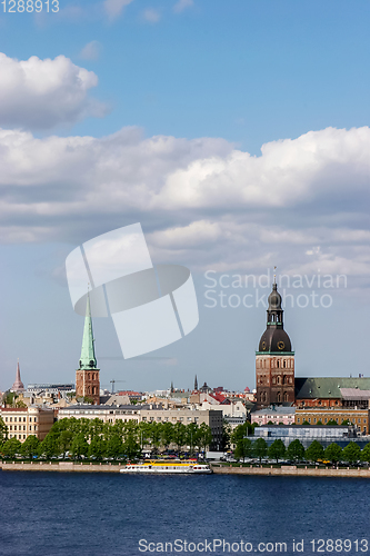Image of View of Riga with ld buildings and historic architecture.