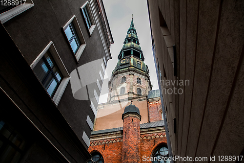 Image of St. Peter's Church in riga town.