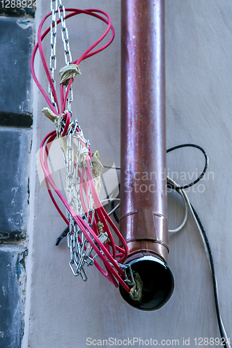 Image of Abstract construction drainpipe in Riga.