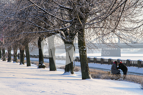 Image of View of Riga in winter season.