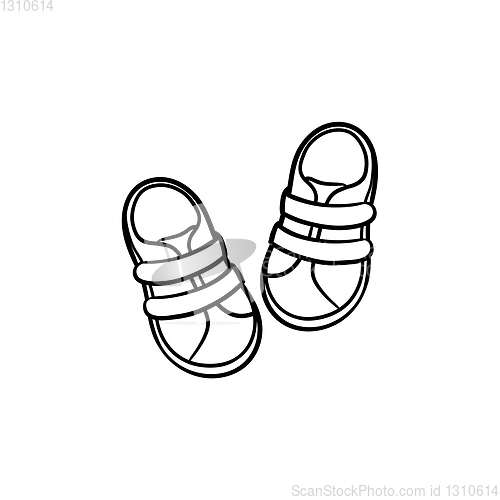 Image of Baby shoes hand drawn outline doodle icon.