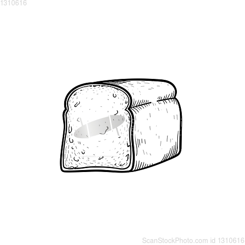 Image of Half of bread hand drawn sketch icon.