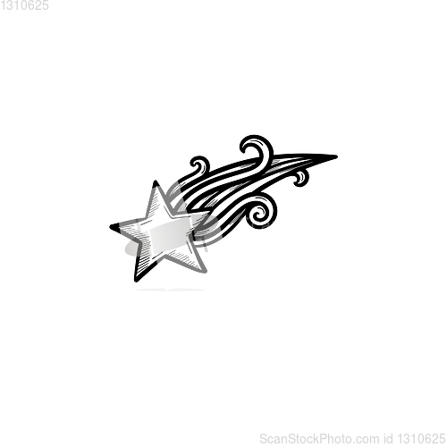 Image of Shooting star hand drawn sketch icon.