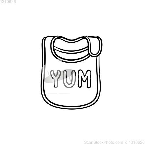 Image of Baby bib hand drawn outline doodle icon.