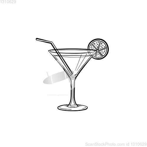 Image of Cocktail drink hand drawn sketch icon.