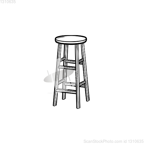 Image of Barstool hand drawn sketch icon.