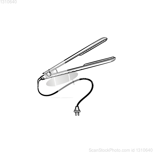Image of Hair straightener hand drawn sketch icon.