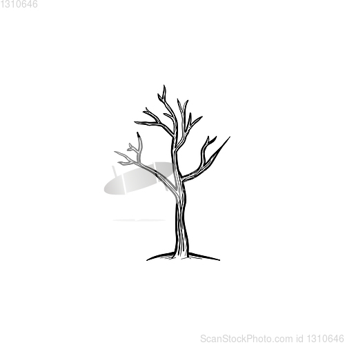 Image of Dry tree hand drawn sketch icon.