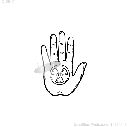 Image of Stop hand sign hand drawn sketch icon.