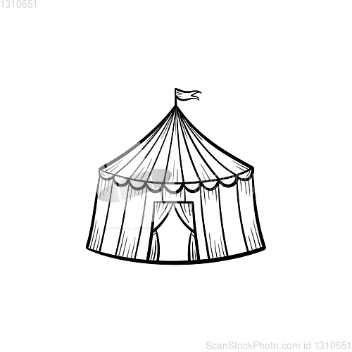 Image of Marquee circus tent hand drawn sketch icon.