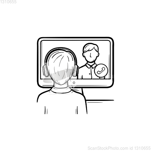 Image of Online education hand drawn sketch icon.