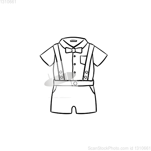 Image of Baby shirt and shorts set hand drawn outline doodle icon.