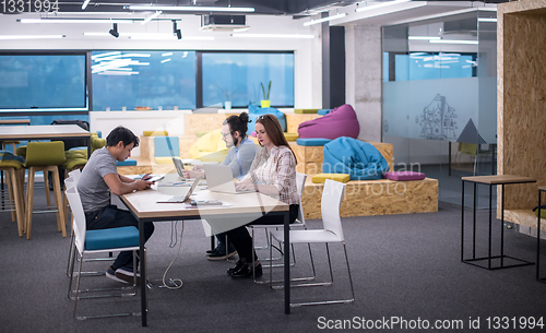 Image of Multiethnic startup business team having meeting
