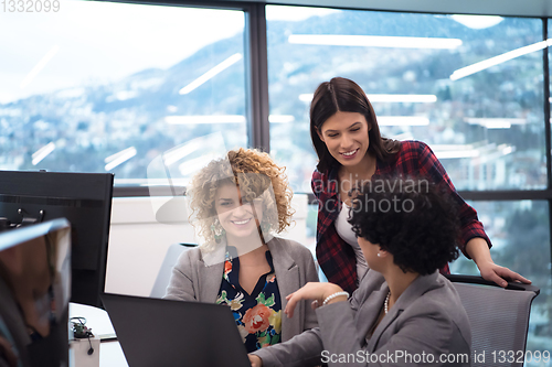 Image of female software developers using laptop computer