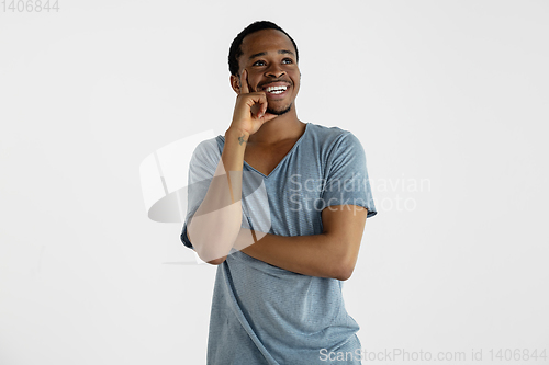 Image of Portrait of young man isolated on white studio background