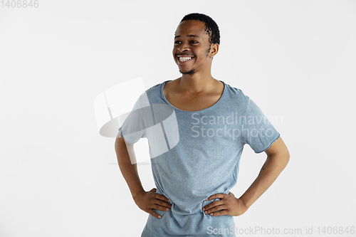 Image of Portrait of young man isolated on white studio background