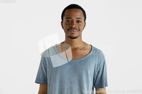 Image of Portrait of young man isolated on white studio background