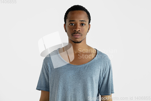 Image of Portrait of young man isolated on white studio background