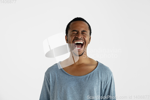 Image of Portrait of young man isolated on white studio background