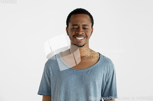 Image of Portrait of young man isolated on white studio background