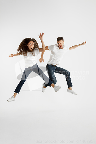 Image of Portrait of beautiful couple isolated on white studio background