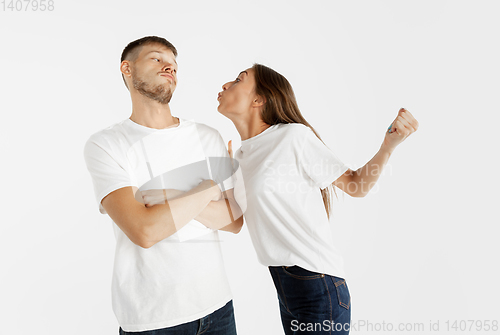 Image of Portrait of beautiful couple isolated on white studio background