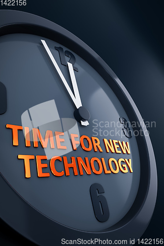 Image of clock with text time for new technology