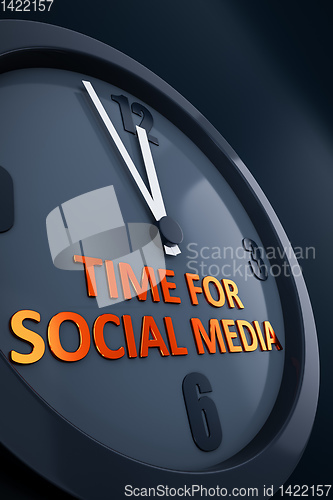 Image of clock with text time for social media