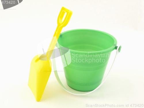 Image of Green Pail with Yellow Shovel