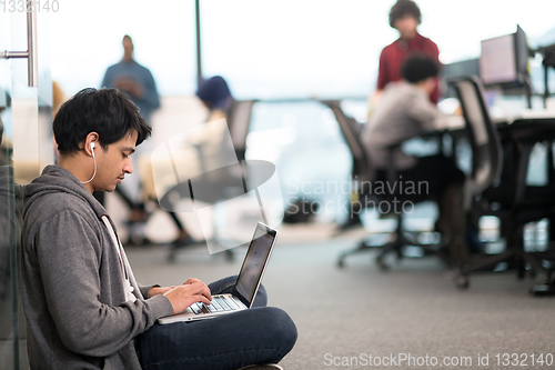 Image of software developer working on the floor