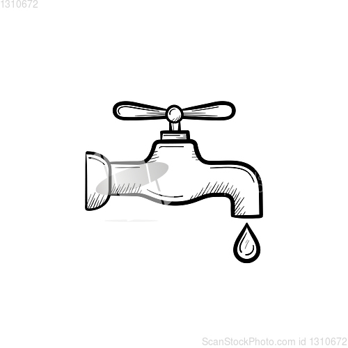 Image of Water pipe with clean drop drawn sketch icon.