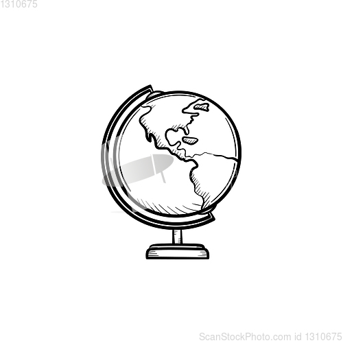 Image of World globe hand drawn sketch icon.
